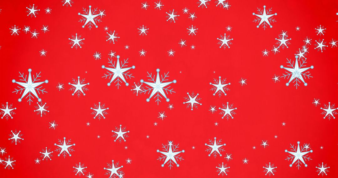 Falling White Snowflakes on Festive Red Background