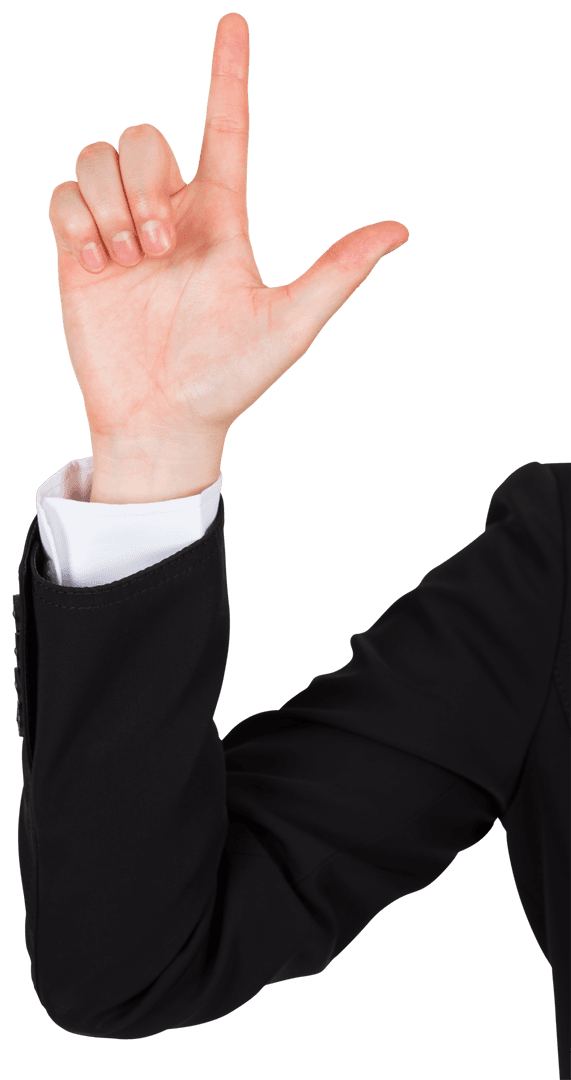 Caucasian Businessman Hand Gesturing On Transparent Background