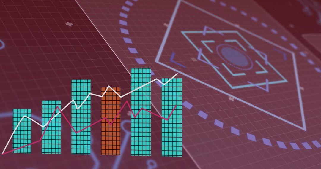 Digital Analytics Graphs on Futuristic Interface Background