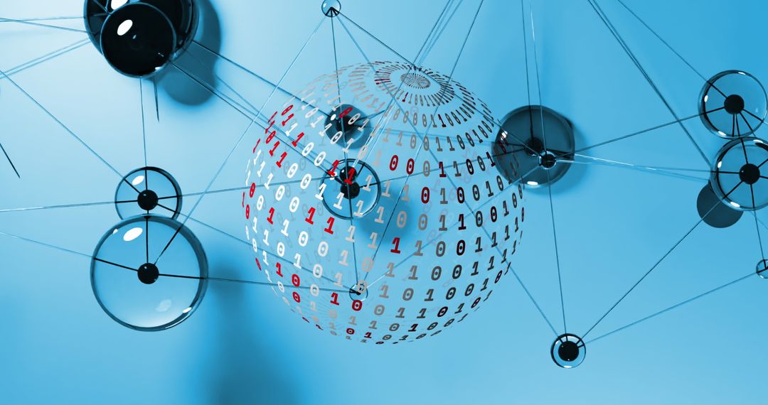 Globe of Binary Code with Interconnected Grid Network - Free Images, Stock Photos and Pictures on Pikwizard.com