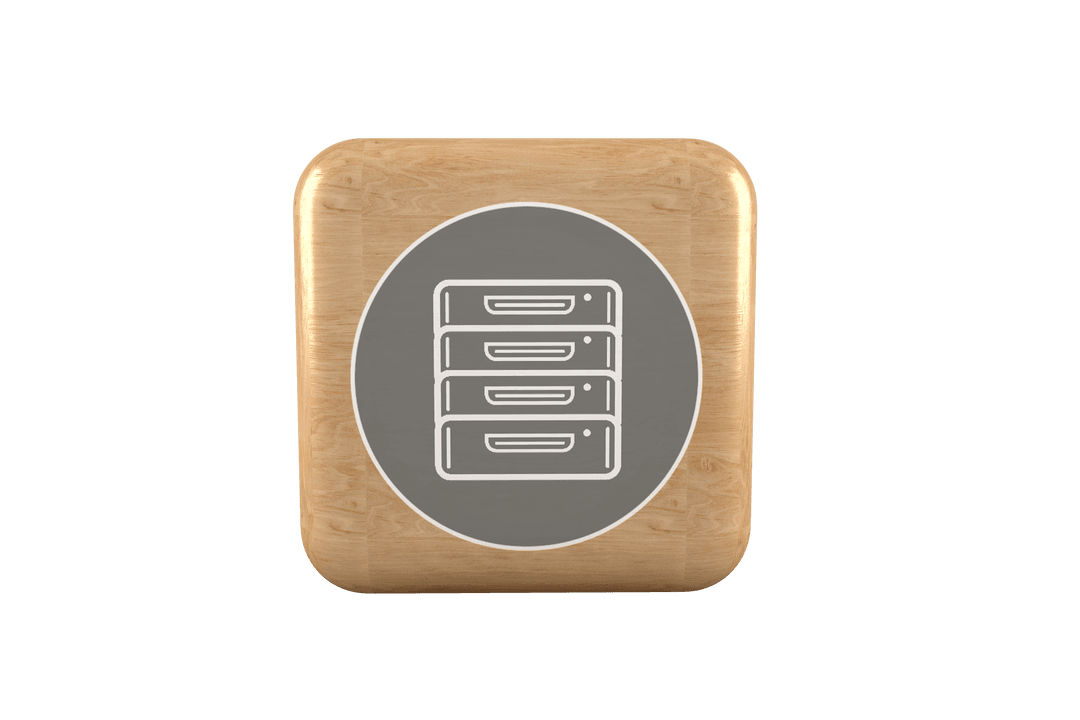 Transparent Brown Cube with Filing Icon for Organization Concept