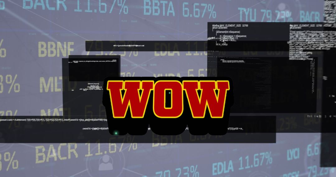 Wow Text Overlay on Data Processing Code Background