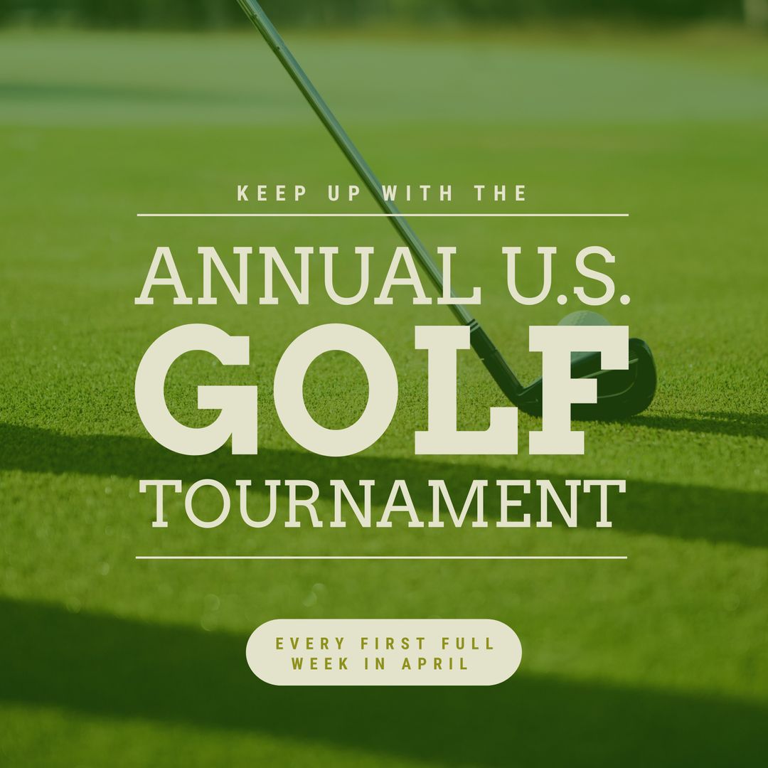 Annual U.S. Golf Tournament Promotional Poster with Golf Equipment - Download Free Stock Templates Pikwizard.com