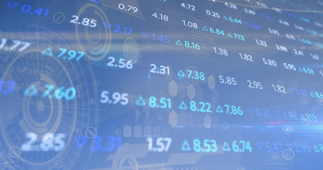 Digital Stock Market Data Display with Holographic Elements