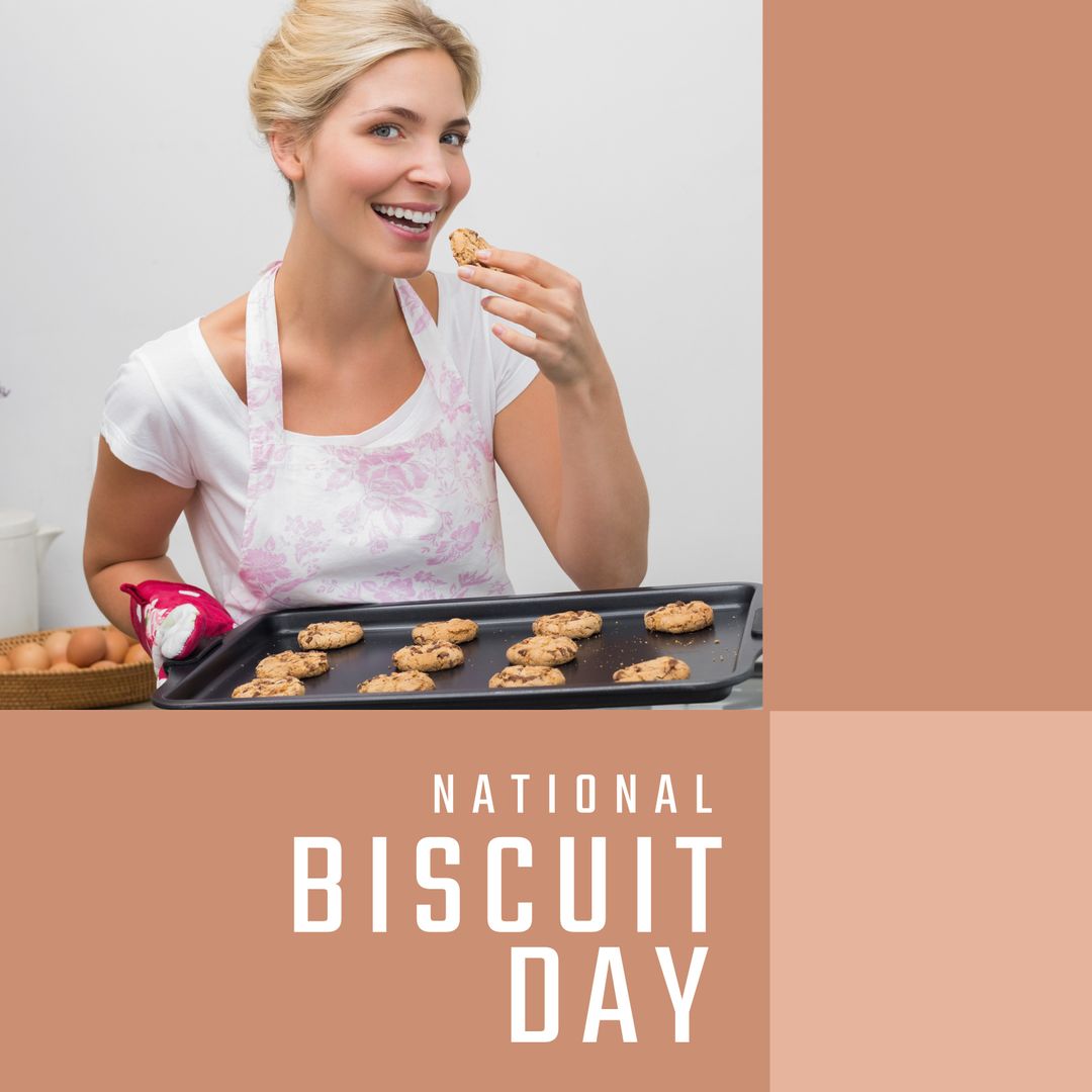Woman Enjoying Cookies for National Biscuit Day Celebration