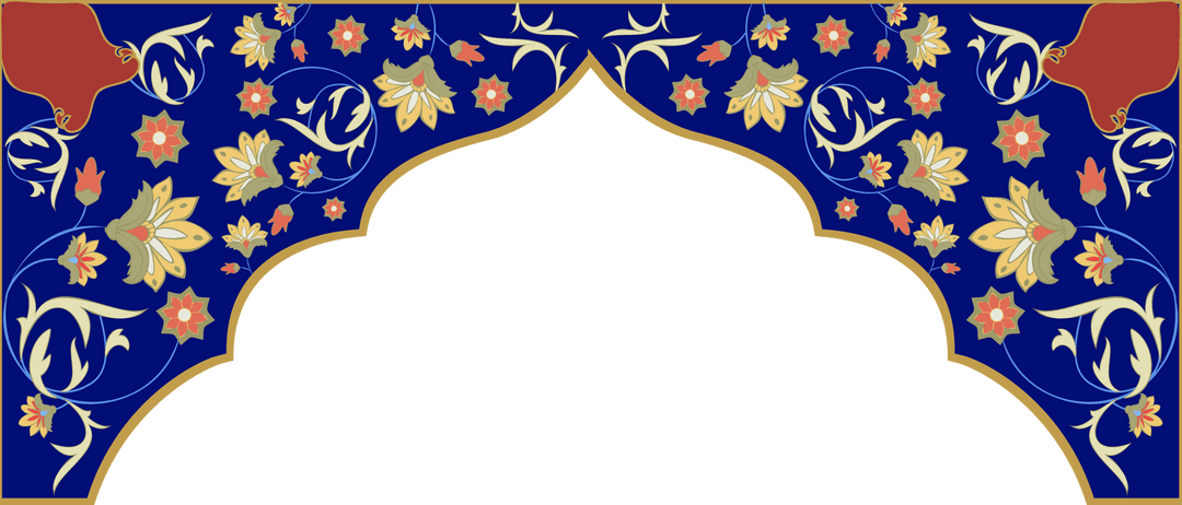 Ornate Arched Floral Vines Frame on Transparent Background