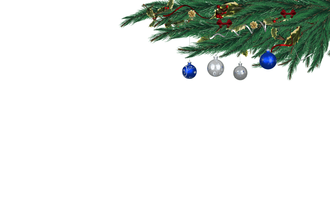 Transparent Festive Pine Branch with Colorful Baubles