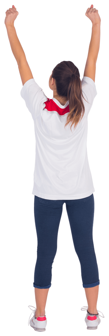 Transparent enthusiastic soccer fan cheering excitably