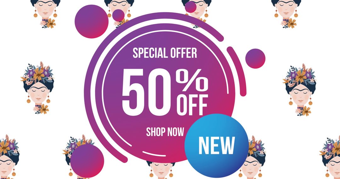 Colorful Special Offer Banner with Artistic Pattern Background