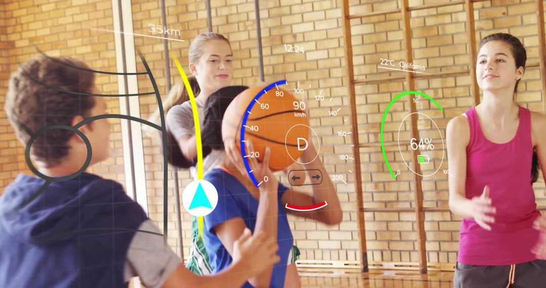 Kids Playing Volleyball Animated with Augmented Reality Metrics