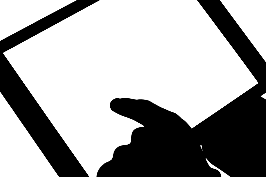 Silhouette of Hands Using Tablet on Transparent Background