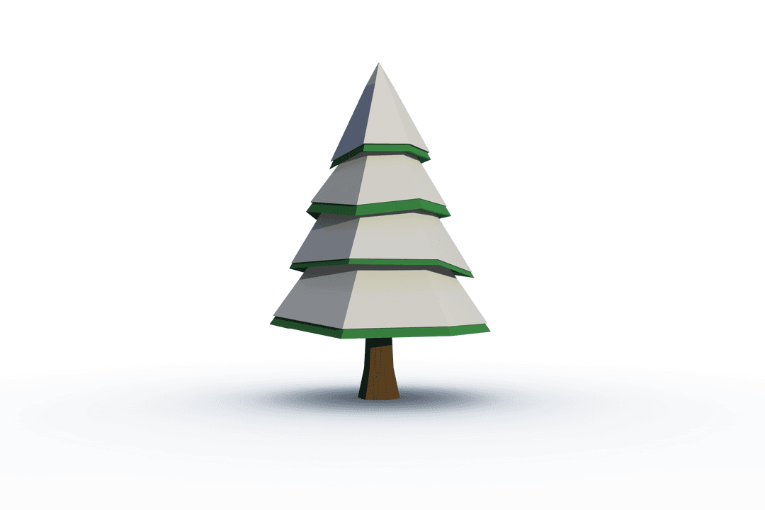 Digital Illustration of Snowy Tree on Transparent Background