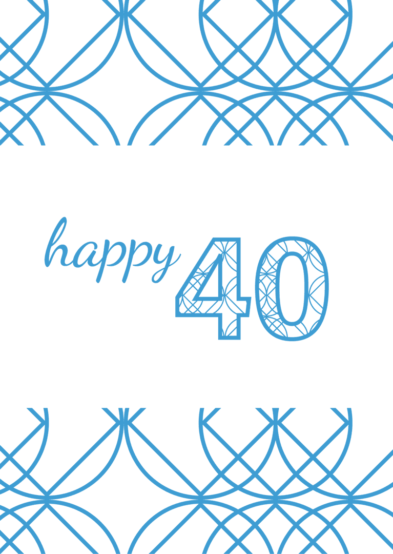 Elegant Blue 40th Birthday Transparent Card Design