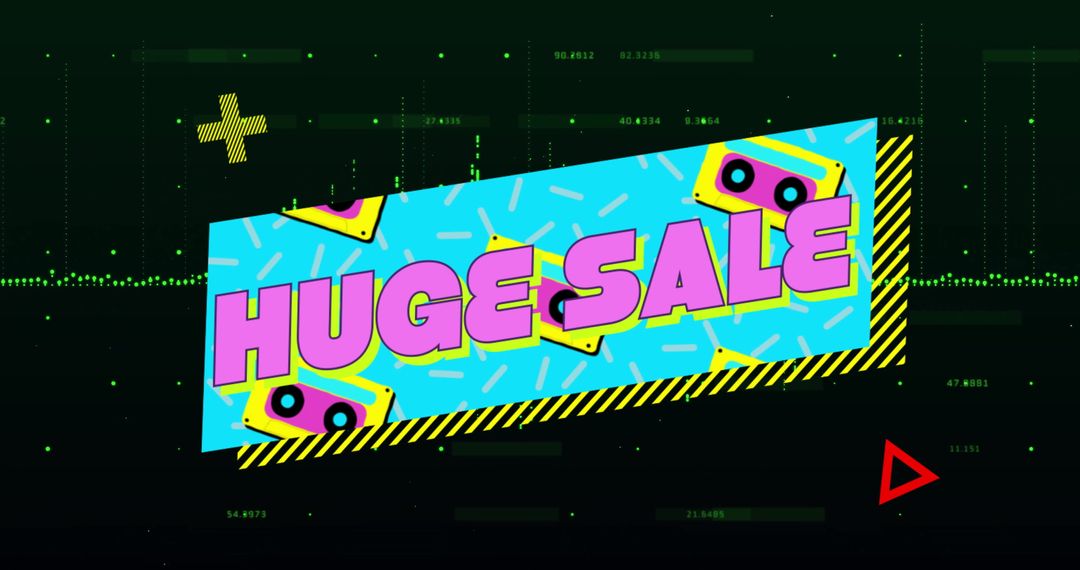 Vibrant Futuristic Huge Sale Background with Retro Elements