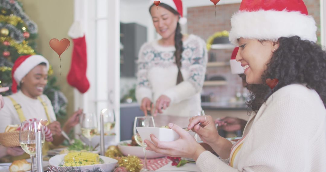Diverse Group Celebrating Joyful Christmas Dinner Together