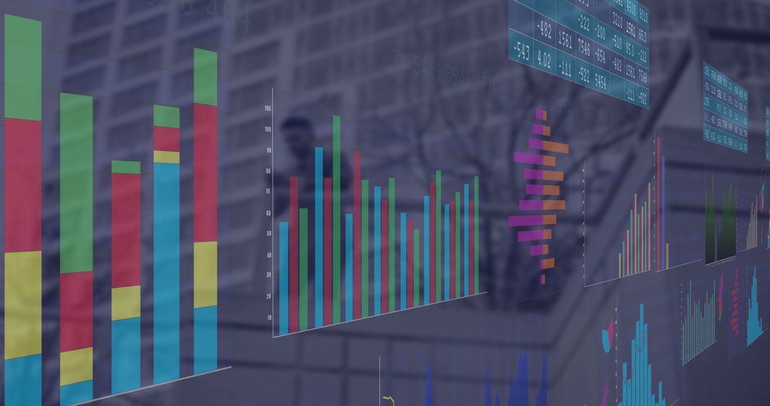 Digital Financial Data Interface Against City Background