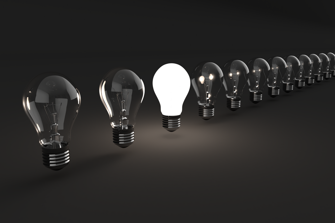 Row of Transparent and Glowing Light Bulbs Standing Out - Download Free Stock Images Pikwizard.com