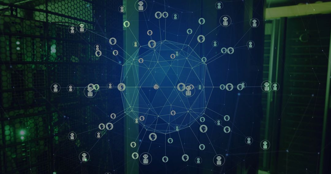 Global AI Network in Dark Server Room