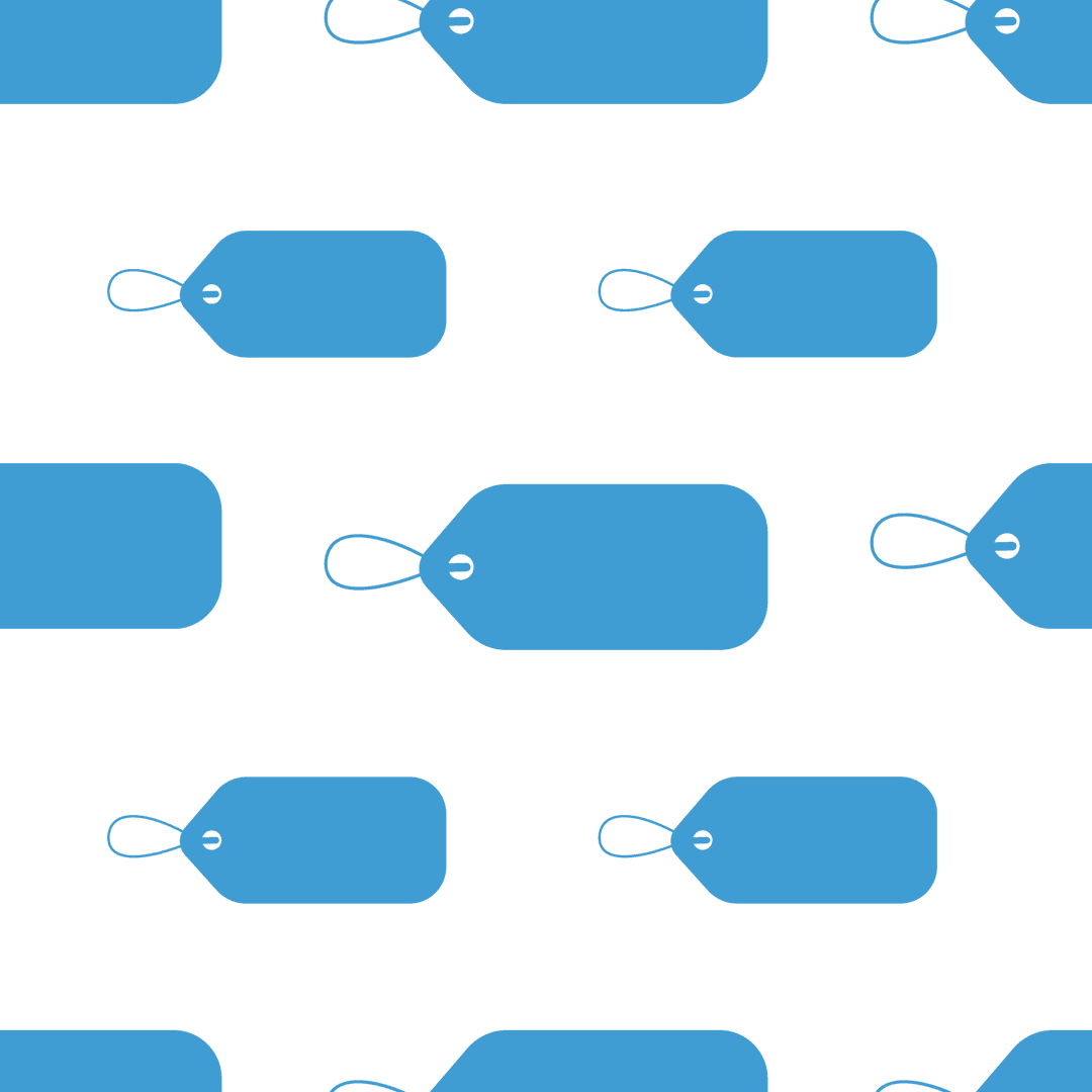 Seamless Blue Tags Pattern on Transparent Background