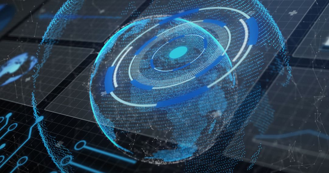 Futuristic Digital Global Data Network with Holographic Interface