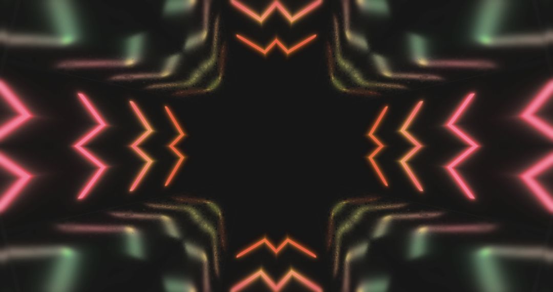 Vibrant Neon Light Patterns on Black Background
