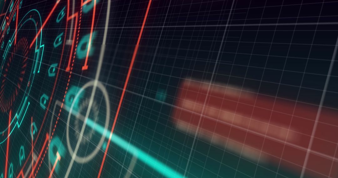 Futuristic Glowing Digital Interface with Geometric Patterns