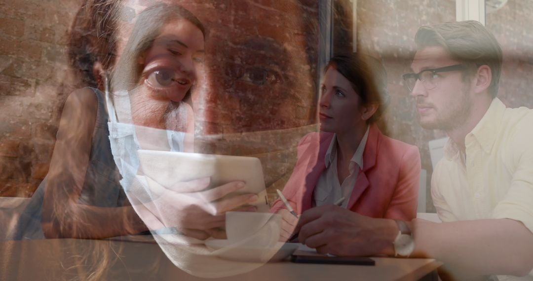 Colleagues Collaborating in Office While Following COVID Safety Guidelines