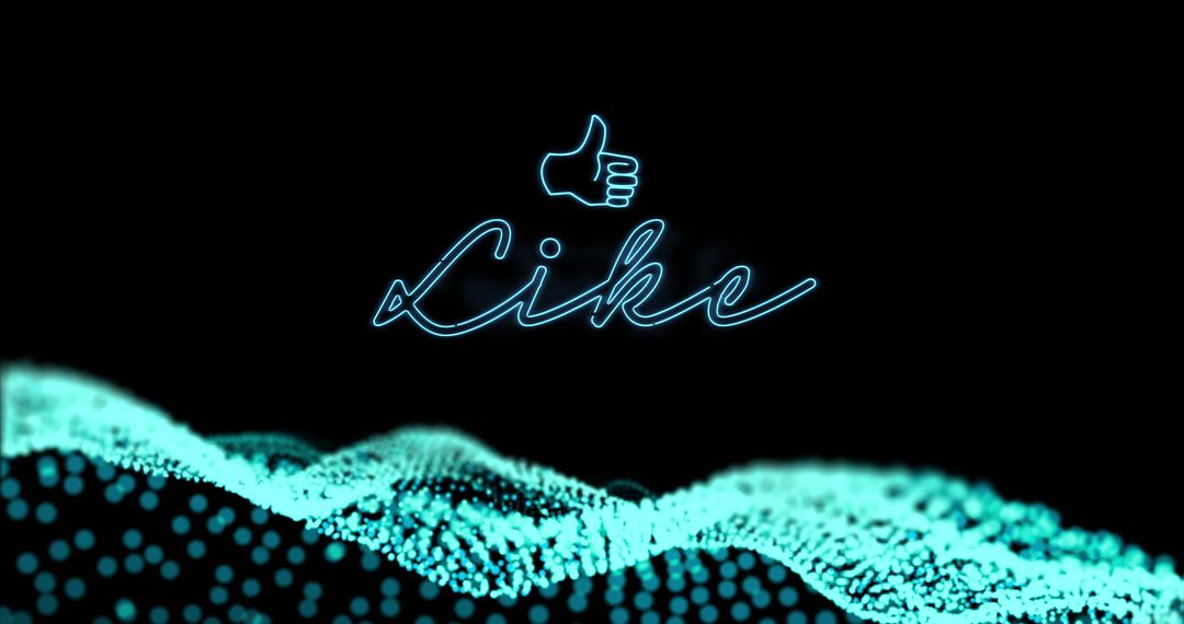 Neon Like Sign Over Digital Data Wave on Black Background