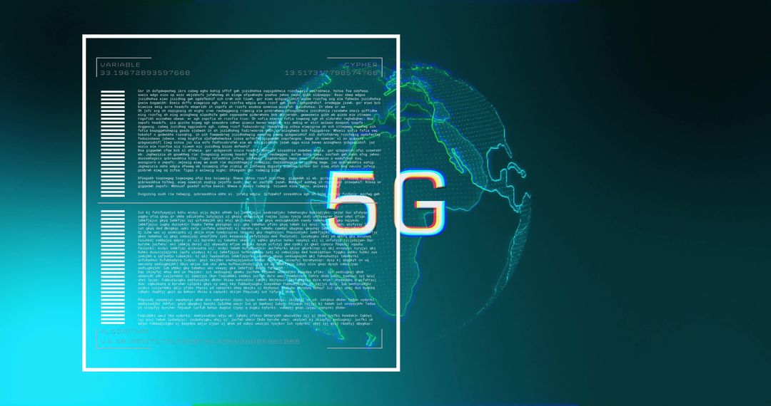 5G Technology Overlaying Digital Globe With Data Interface Concept