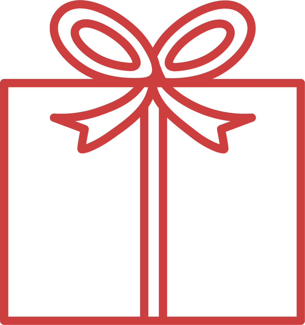 Red Gift Icon with Bow on Transparent Background