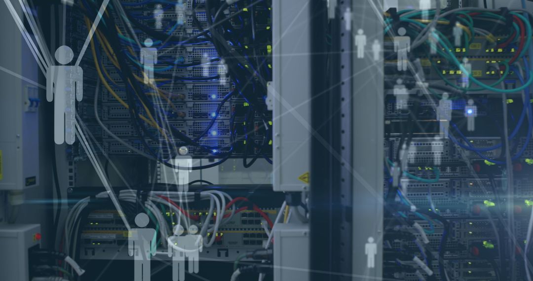 Digital Network Connection Displayed Over Computer Servers