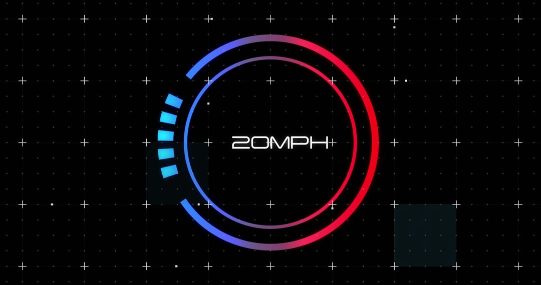Futuristic Digital Interface with Speed Gauge in Blue and Red