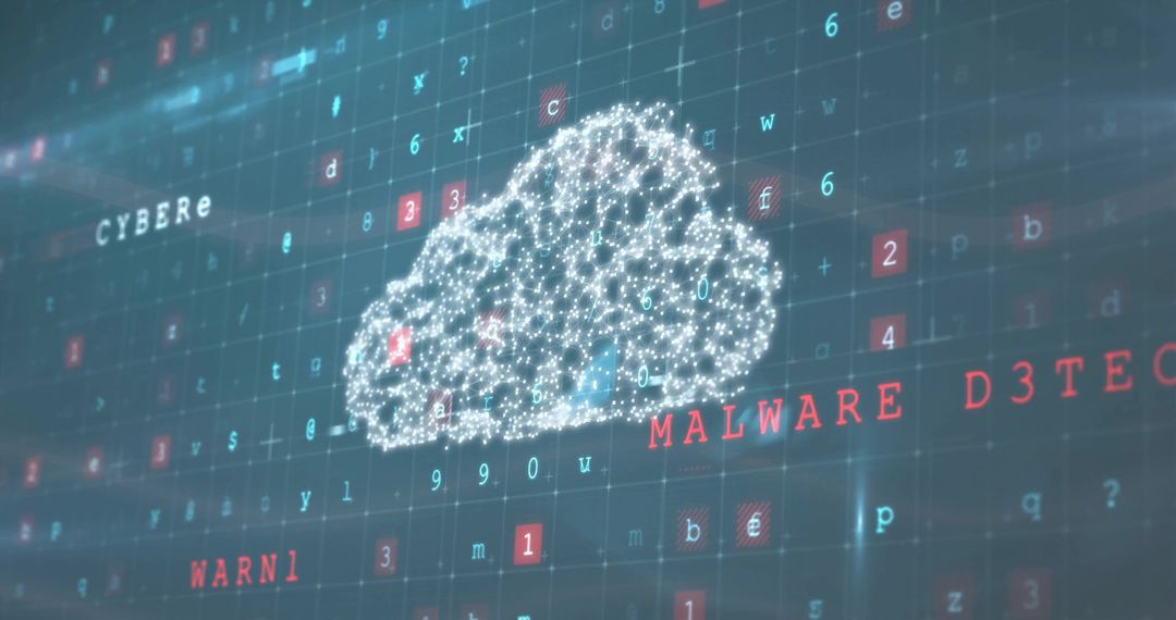 Cloud Icon in Cybersecurity Dashboard with Malware Alert