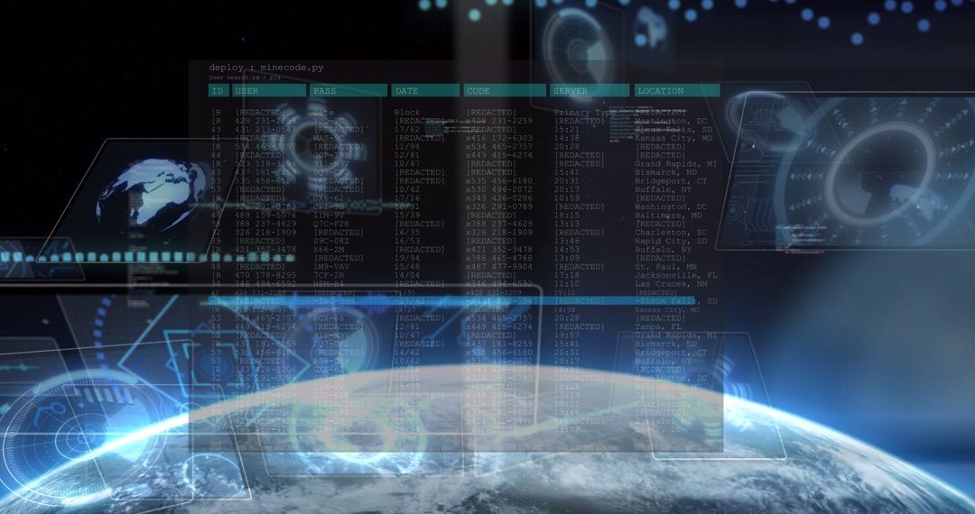 Digital Data Interface Above Earth with Glowing Star