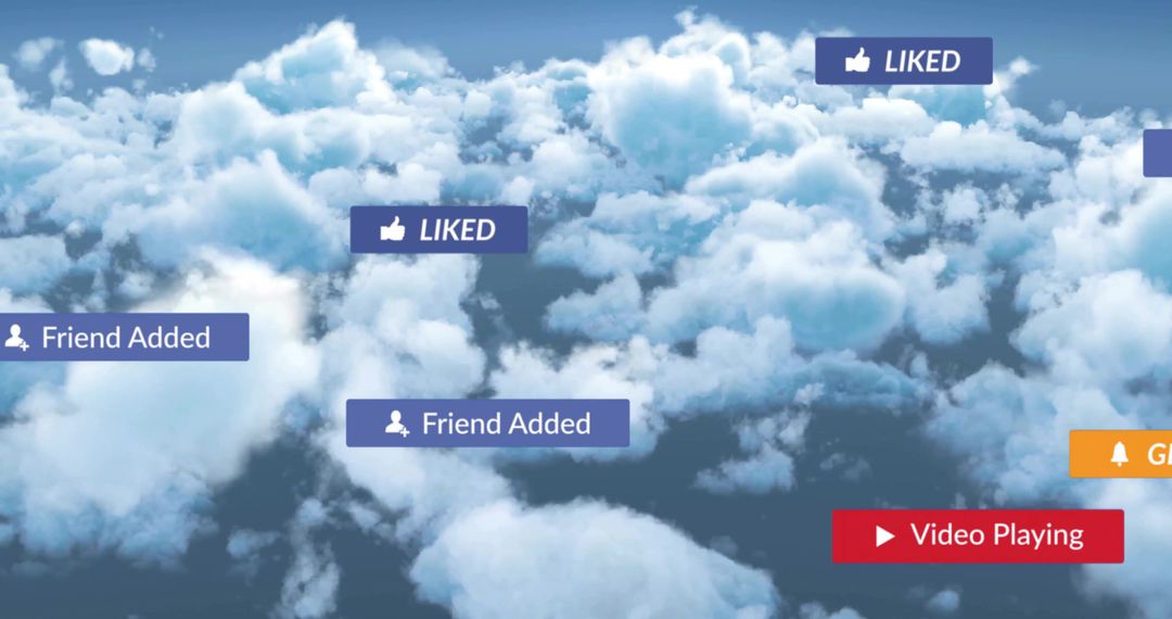 Social Media Notifications Floating in Cloudscape