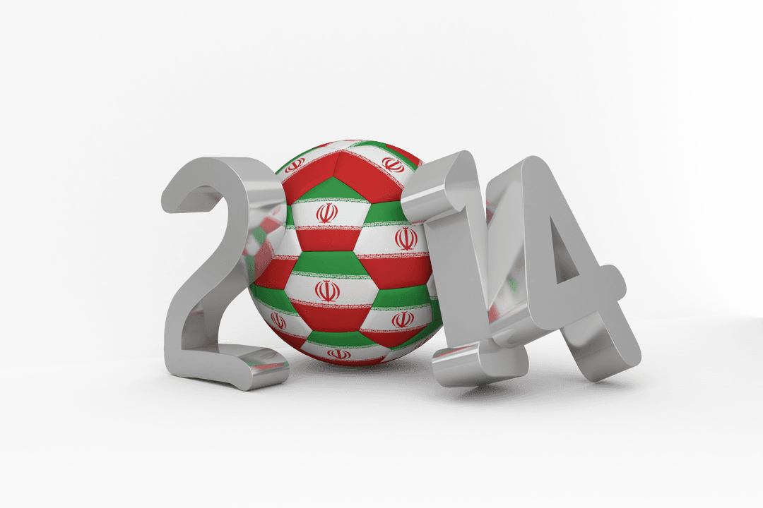 Transparent 2014 Soccer Ball Design with Iranian Flag