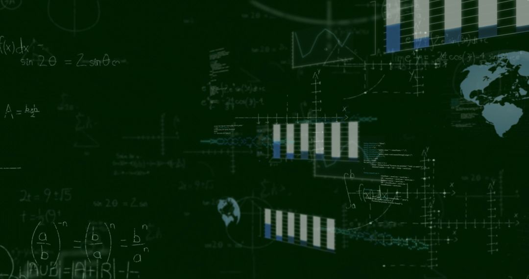 Complex Equations and Data Visualizations on Green Digital Display