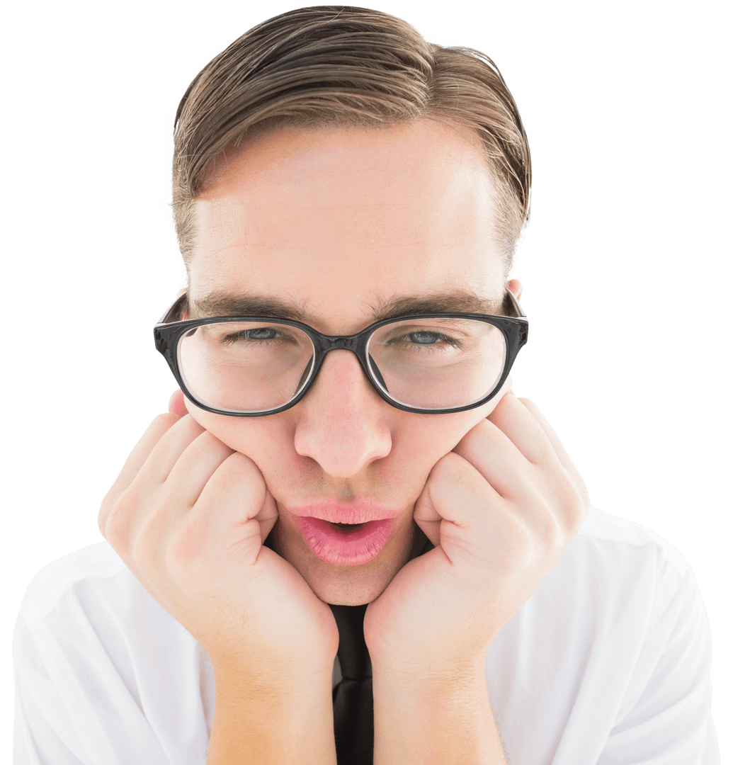 Transparent Geeky Hipster with Glasses Almost Asleep