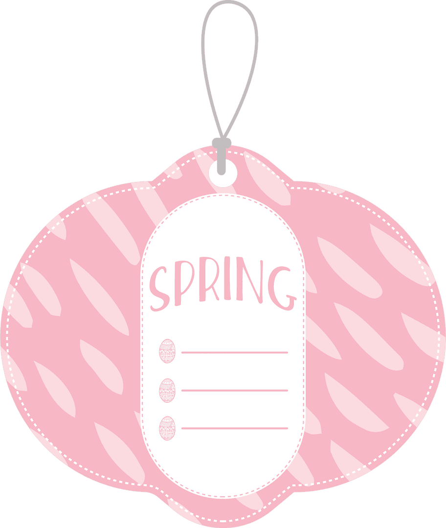 Spring Label with Easter Egg Illustration on Transparent Background