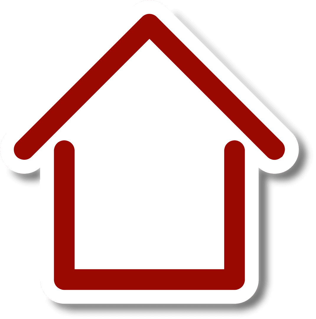 Transparent House Outline with Thick Red Borders