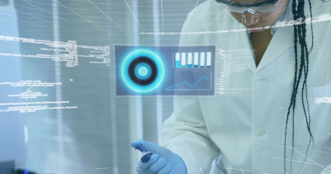Scientist Using Futuristic Holographic Interface in Laboratory