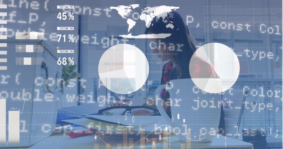 Data Processing with Caucasian Businesswoman in Modern Office