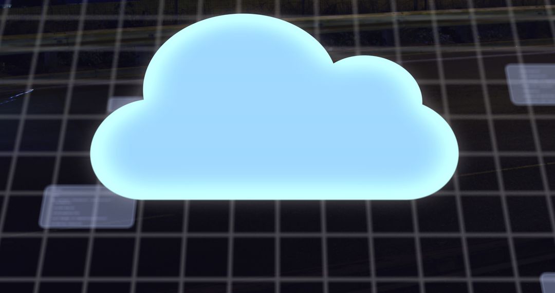 Abstract Cloud Symbol with Digital Grid in Background