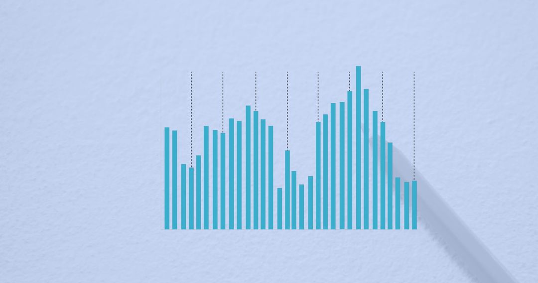 Statistical Graph Overlay with Pencil on Blue Background