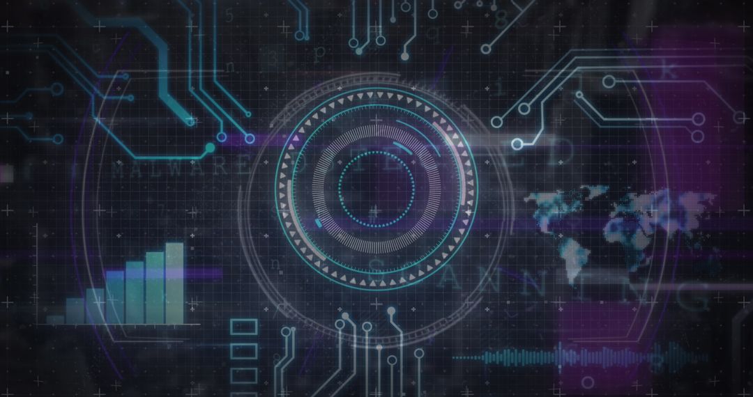 High-Tech Digital Interface with Data Visualization Elements