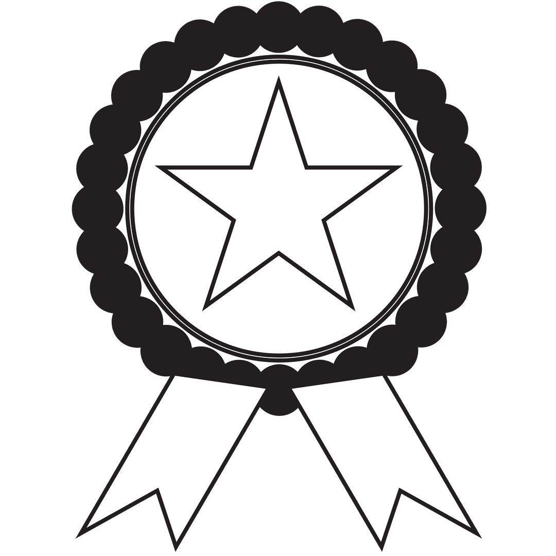 Transparent Star Badge with Ribbons Illustration