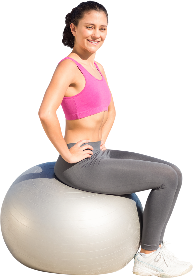 Caucasian Woman Exercising on Ball Transparent Background - Download Free Stock Images Pikwizard.com