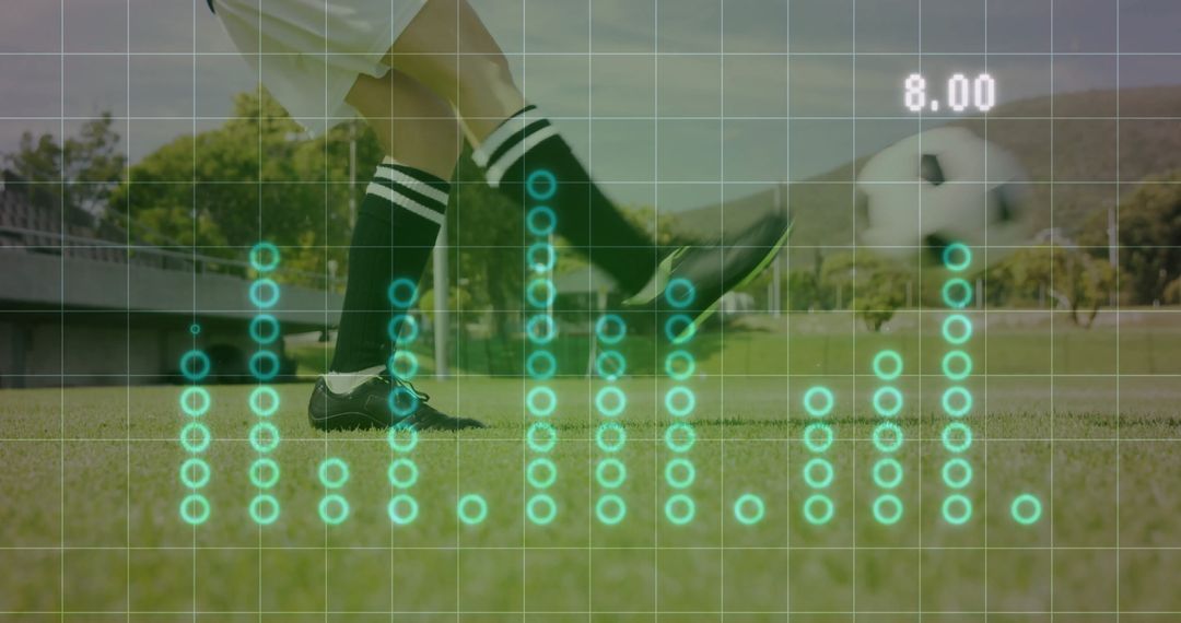 Soccer Player Analyzing Fitness Data for Performance Improvement