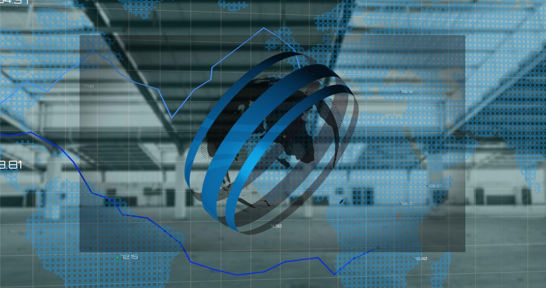 Data Analytics Concept with Globe Hovering Inside Digital Graphs