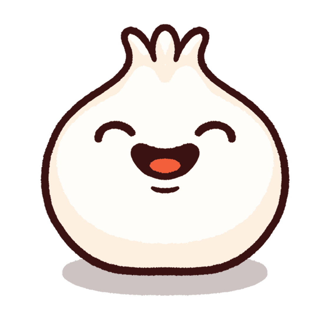 Cute Cartoon Steamed Bun Smiling Illustration on Transparent